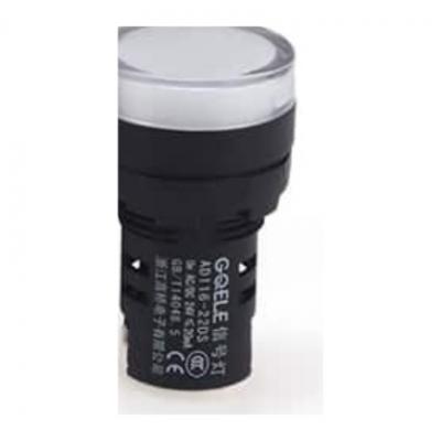 Индикатор светодиодный моноблочный AD116-22DS/A01, белый, LED 24VAC/DC, фильтр 6V, IP65, 22mm