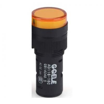 Индикатор светодиодный моноблочный AD16-16C, желтый, LED 220VAC/DC, 16mm, IP50