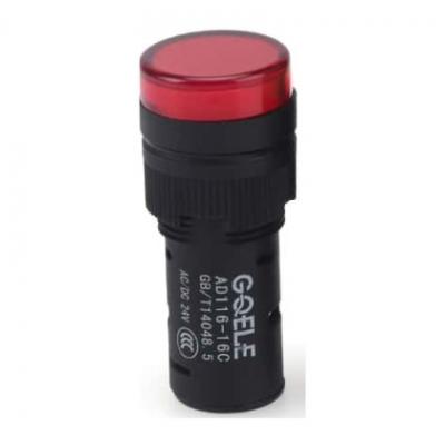 Индикатор светодиодный моноблочный AD16-16C, красный, LED 220VAC/DC, 16mm, IP54