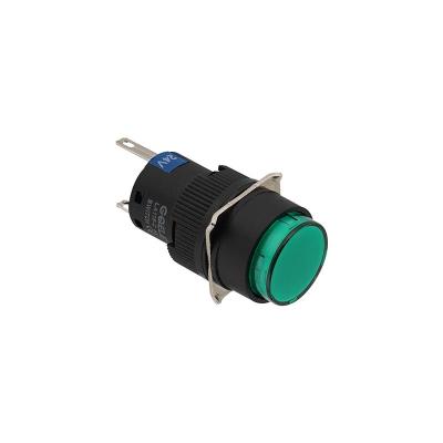 Кнопка плоская LA115-C, возврат, зеленая, круглая, без подсветки, 1CO, 16mm, IP40