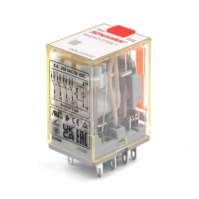 Реле RKE4CO110LT, 4CO, 5A(250VAC/30VDC), 110VDC, мех. индикация, тест-кнопка с блокировкой, LED