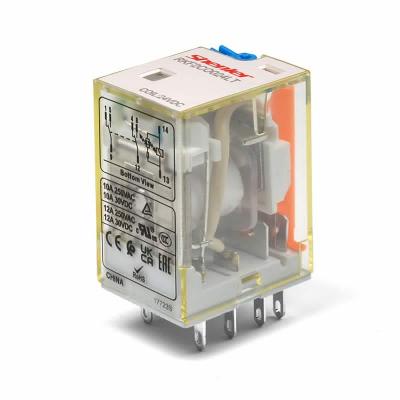 Реле RKF2CO220LTD1, 2CO, 12A(250VAC/30VDC), 220VDC, мех. индикация, тест-кнопка с блокировкой
