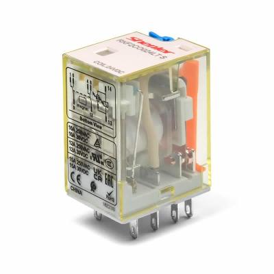 Реле RKF2CO220LTS, 2CO, 15A(250VAC/30VDC)/10A(60VDC), 220VDC, мех. индикатор