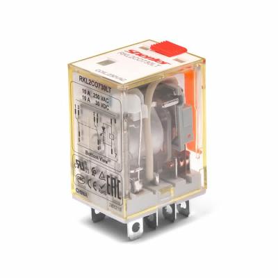 Реле RKL4CO730LT, 4CO, 10A(250VAC/30VDC), 230VAC, мех. индикация, тест-кнопка с блокировкой, LED