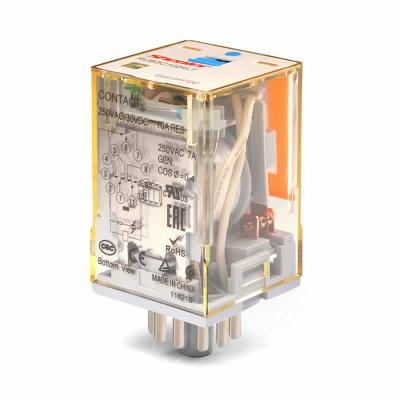 Реле RUB3C5024LTD1, 3CO, 10A(250VAC/24VDC), 24VDC, мех. инд., тест-кнопка с блокировкой