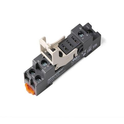 Цоколь SRT05-ES+SR20L, 16A(300V), с фиксатором, винтовой зажим, черный, на рейку DIN35/панель