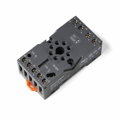 Цоколь SUB08-E, 2CO/8pin, 12A(300V), винтовой зажим, черный, на рейку DIN35/панель, для RUB2CO, R15
