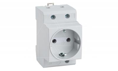 Розетка на DIN-рейку AD-20 с заземлением, винтовые зажимы, 16A, 250VAC, серая, 2.5M