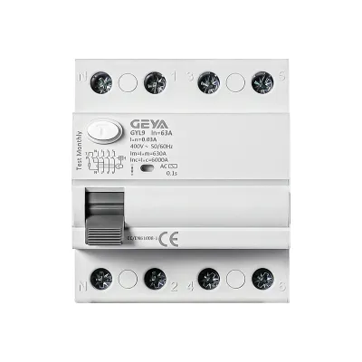УЗО GYL9-4P-25A-100mA, 4P, 25A, 6 kA, 100mA, тип AC, 4M