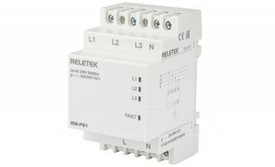 Реле выбора приоритетной фазы RM-PS1, 3NO+N, 25A, 220VAC, Umin(190V)/Umax(280V), 1s/150ms, LED, 3M