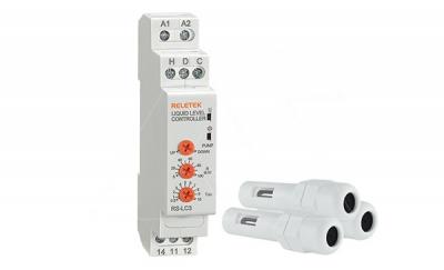 Реле контроля уровня RS-LC3, 1CO, 8A(250VAC), 24…240VAC/DC, 5…100 kOhm, 0.5…10s, без датчиков, 1M