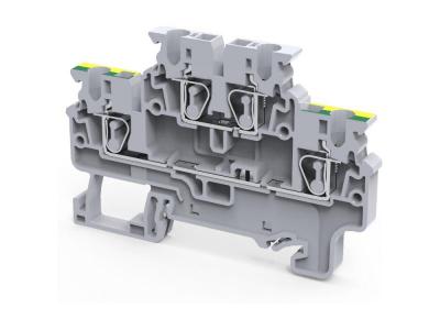 Клемма двухъярусная CXDLG2.5 /5x72,7mm, пружинная, 4 присоед., L/PE, 2,5(max 4)mm2, 24A, 1000V, сера