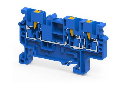 Клемма проходная CP2.5/3BU /5x62,5mm, push-in, 3 присоед., 2,5(max 4)mm2, 24A, 1000V, синяя