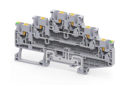 Клемма трехъярусная CPTLG2.5 /5x102mm, push-in, 6 присоед., L/L/PE, 2,5(max 4)mm2, 20A, 500V, серая