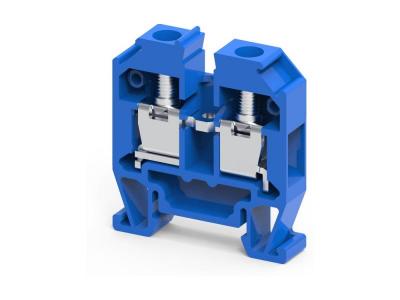 Мини-клемма проходная CMT4BU /6x27mm, DIN15, винтовая, 2 присоед., 4(max 6)mm2, 32A, 500V, синяя