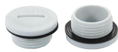 Заглушка круглая M20x1.5, пластик PA66, светло-серая