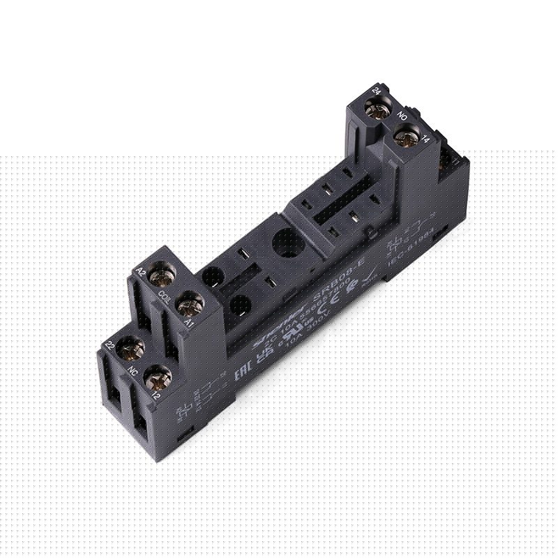 Цоколь SRB08-E, 10A(300V), винтовой зажим, черный, на рейку DIN35/панель, для R2G1CH, R2G2CH, RM84