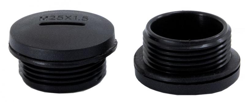 Заглушка круглая M25x1.5, пластик PA66, черная
